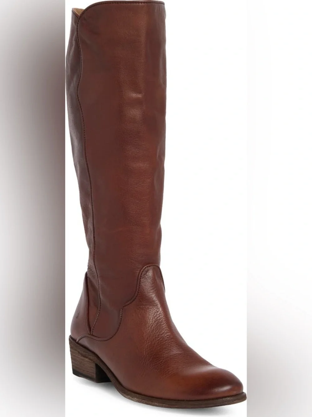 Frye Carson Piping BrownLeather Tall Knee High, Extended Calf. Size 8